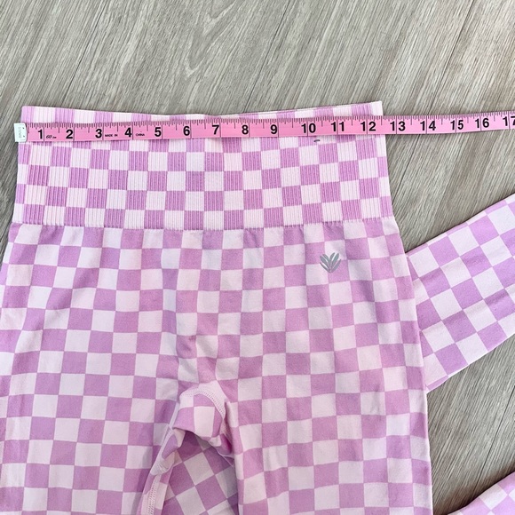 Forever 21 Women Active Seamless High Waisted Pink Checkered Leggings Size M - Picture 9 of 10